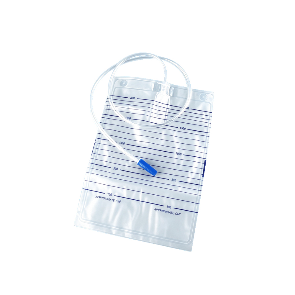 ভালভ ছাড়া 1000ml/1500ml/2000ml জীবাণুমুক্ত বিকল্প মেডিকেল গ্রেড অ-বিষাক্ত পিভিসি প্রস্রাবের ব্যাগ